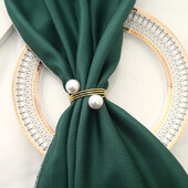 6gab Zelta sarkana Ziemassvētku pērļu salvešu gredzens Kāzu vietas klāšana Mājas galda dekors Salvešu turētājs Sprādzes festivāla ēdamistaba