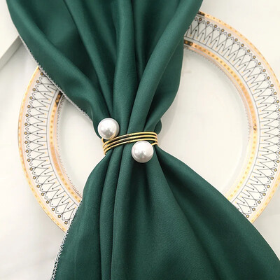 6gab Zelta sarkana Ziemassvētku pērļu salvešu gredzens Kāzu vietas klāšana Mājas galda dekors Salvešu turētājs Sprādzes festivāla ēdamistaba