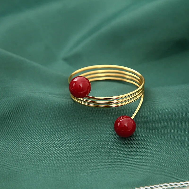 6gab Zelta sarkana Ziemassvētku pērļu salvešu gredzens Kāzu vietas klāšana Mājas galda dekors Salvešu turētājs Sprādzes festivāla ēdamistaba