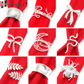 6kom Srebrni prstenovi za salvete Metalni okrugli držač za salvete Kopča za Valentinovo Vjenčanje Božić Ramazan Praznični stol za zabavu u kući Dec.