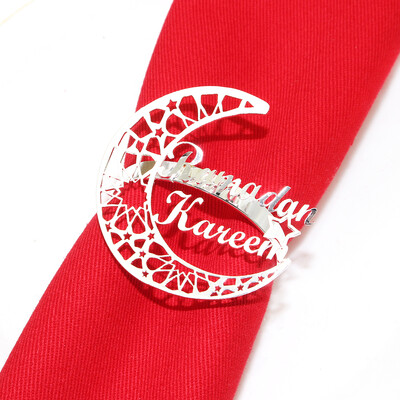 6kom Srebrni prstenovi za salvete Metalni okrugli držač za salvete Kopča za Valentinovo Vjenčanje Božić Ramazan Praznični stol za zabavu u kući Dec.