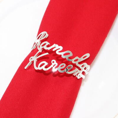 6kom Srebrni prstenovi za salvete Metalni okrugli držač za salvete Kopča za Valentinovo Vjenčanje Božić Ramazan Praznični stol za zabavu u kući Dec.