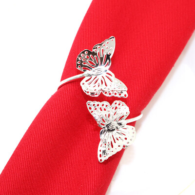 6kom Srebrni prstenovi za salvete Metalni okrugli držač za salvete Kopča za Valentinovo Vjenčanje Božić Ramazan Praznični stol za zabavu u kući Dec.