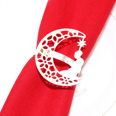 6kom Srebrni prstenovi za salvete Metalni okrugli držač za salvete Kopča za Valentinovo Vjenčanje Božić Ramazan Praznični stol za zabavu u kući Dec.