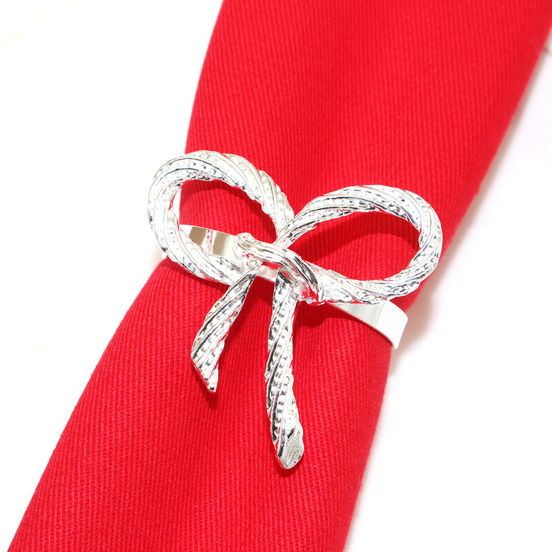 6kom Srebrni prstenovi za salvete Metalni okrugli držač za salvete Kopča za Valentinovo Vjenčanje Božić Ramazan Praznični stol za zabavu u kući Dec.