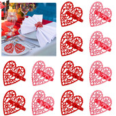 12kom prstenova za salvete za Valentinovo Izdubljeni držač za salvete u obliku srca Ljubavna kopča za salvete za dekoraciju stola za vjenčanje i Dan zahvalnosti