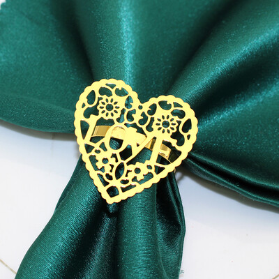 12kom prstenova za salvete za Valentinovo Izdubljeni držač za salvete u obliku srca Ljubavna kopča za salvete za dekoraciju stola za vjenčanje i Dan zahvalnosti