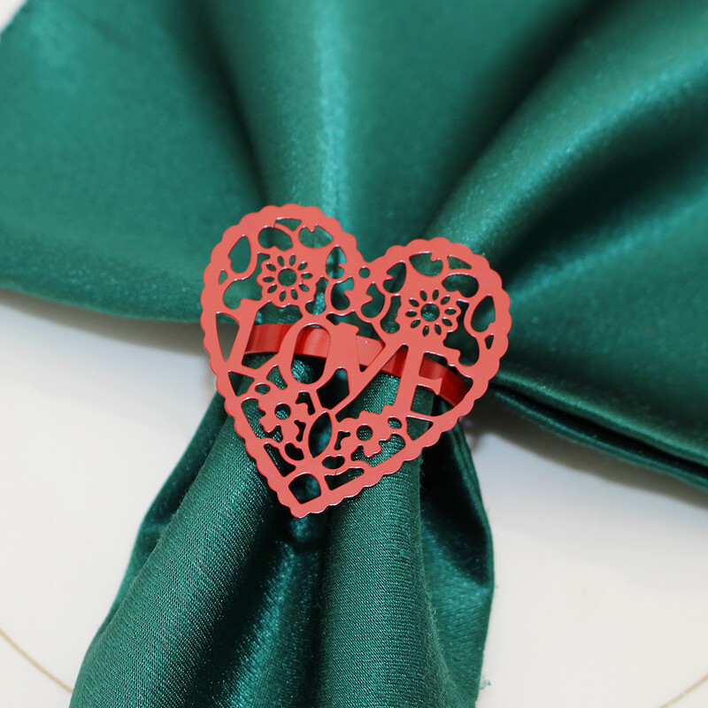 12kom prstenova za salvete za Valentinovo Izdubljeni držač za salvete u obliku srca Ljubavna kopča za salvete za dekoraciju stola za vjenčanje i Dan zahvalnosti