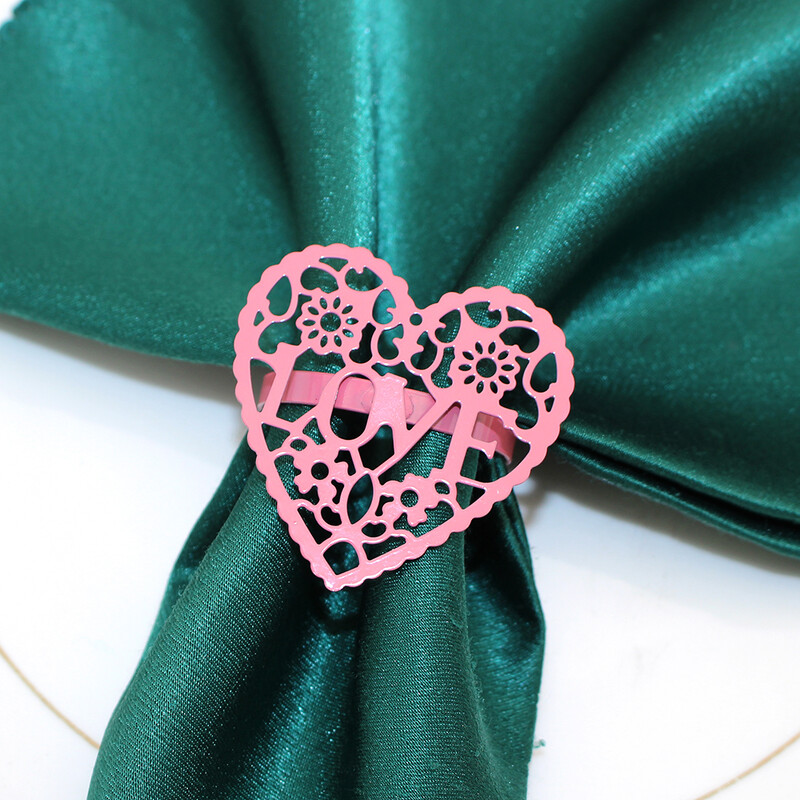 12kom prstenova za salvete za Valentinovo Izdubljeni držač za salvete u obliku srca Ljubavna kopča za salvete za dekoraciju stola za vjenčanje i Dan zahvalnosti