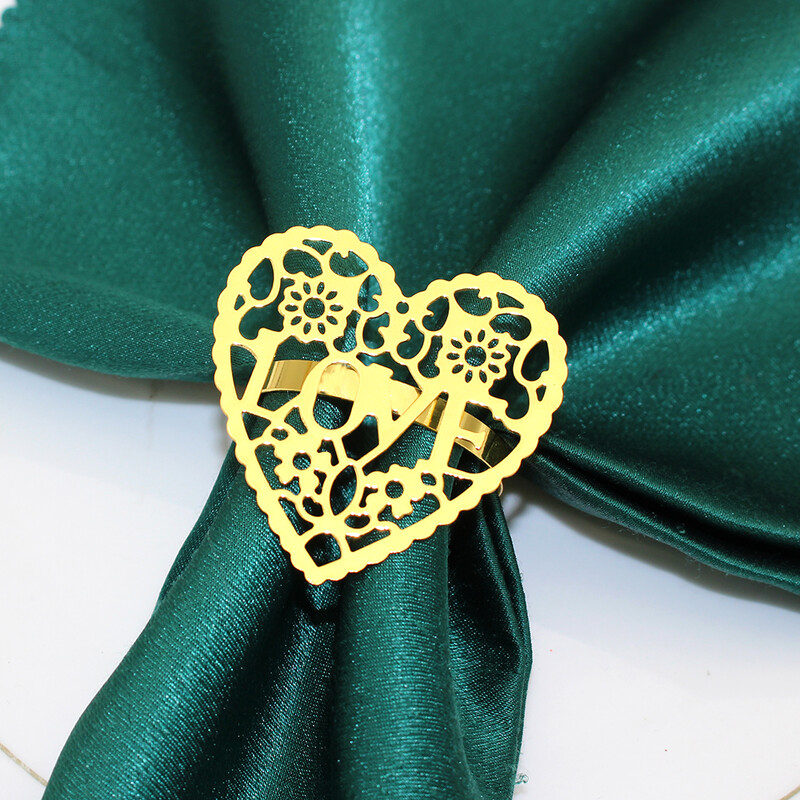 12kom prstenova za salvete za Valentinovo Izdubljeni držač za salvete u obliku srca Ljubavna kopča za salvete za dekoraciju stola za vjenčanje i Dan zahvalnosti