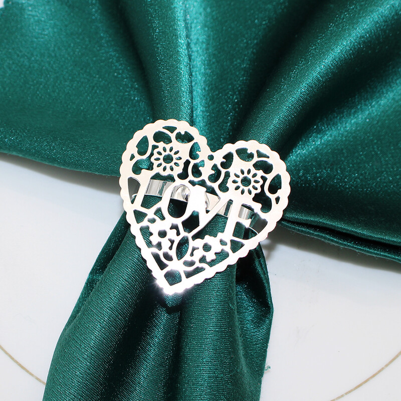 12kom prstenova za salvete za Valentinovo Izdubljeni držač za salvete u obliku srca Ljubavna kopča za salvete za dekoraciju stola za vjenčanje i Dan zahvalnosti