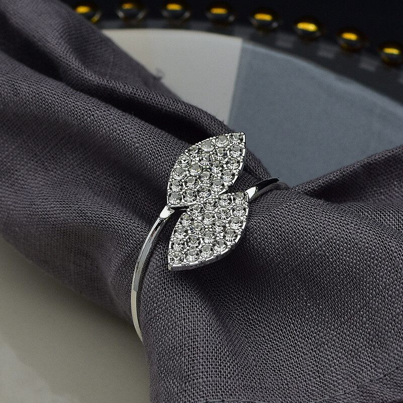 2/6/12 gab. Salvešu gredzens, Metāla salvešu gredzenu turētājs kāzu ballīšu vakariņu galda dekorēšanai (lapu-zelts)Salvetes sprādze