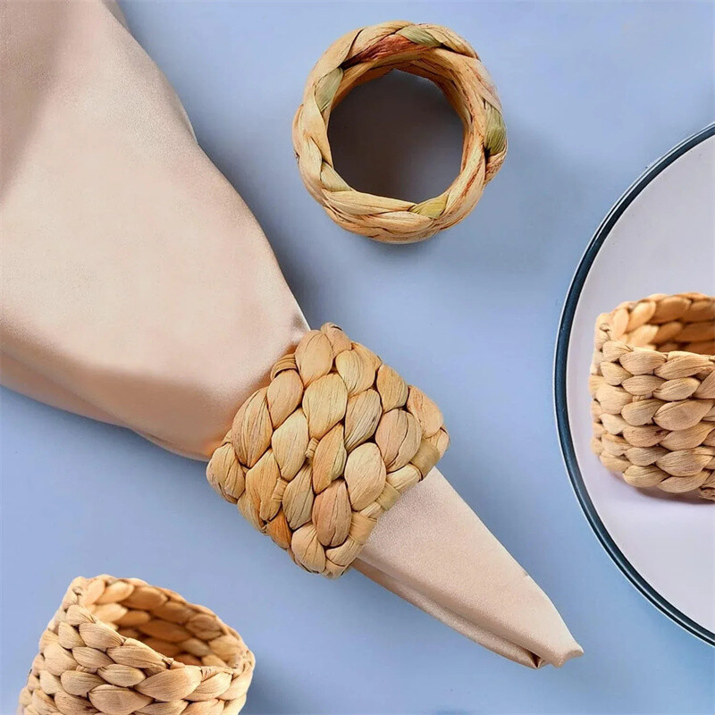 1/6/12 БР. Кръгли пръстени за салфетки Ръчно тъкани пръстени за салфетки от кресон Великден Деня на благодарността Коледна украса за маса