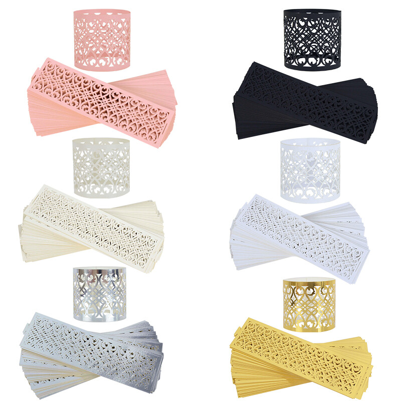 20 ks dutých papierových krúžkov na obrúsky, držiaky na obrúsky, narodeniny, svadby, oslavy, večere, dekorácie na stôl, obrúsky s prackou, čierna, zlato, strieborná farba