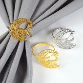 Eid Mubarak salvešu gredzeni Ramadan Kareem galda noformējums Islāma musulmaņu ballīte Zelts Sudrabs Metāls Zvaigzne Mēness salvešu sprādžu turētāji