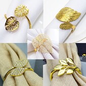 1kom Zlatni prsten za ubruse Jesenje lišće Držač za ubruse Kopča Vjenčanje Rođendan Hotelski krug od ručnika Dekoracija stola za večeru