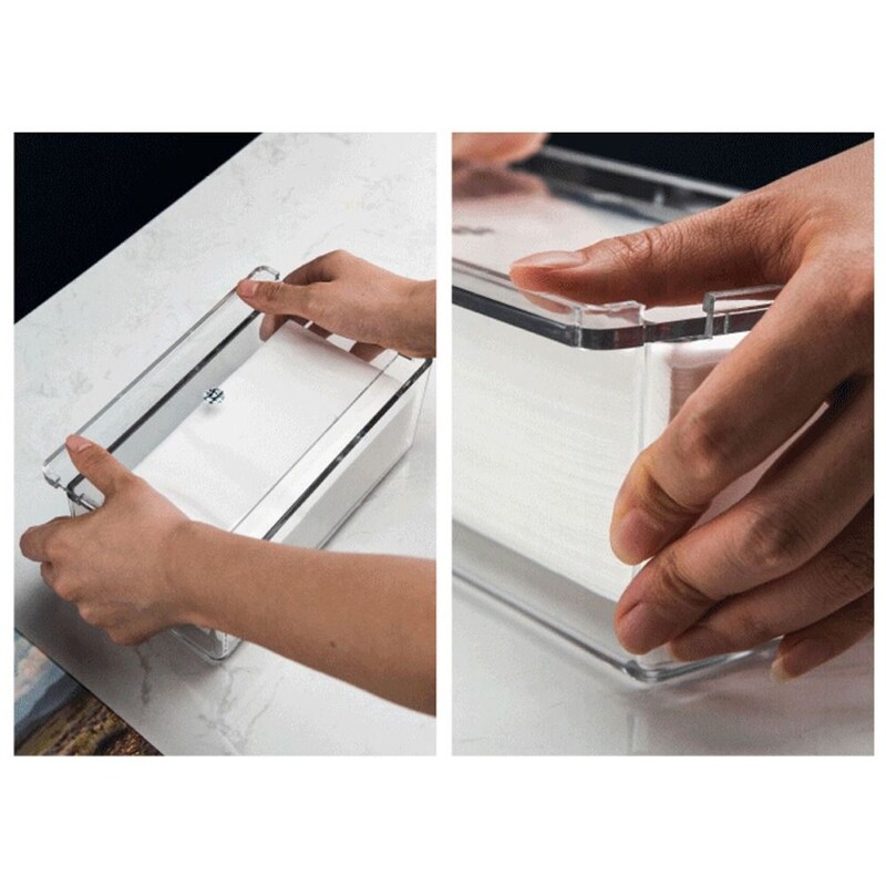 Акрилна прозрачна кутия за салфетки Капак Правоъгълен диспенсер за салфетки Поставка за офис хартия