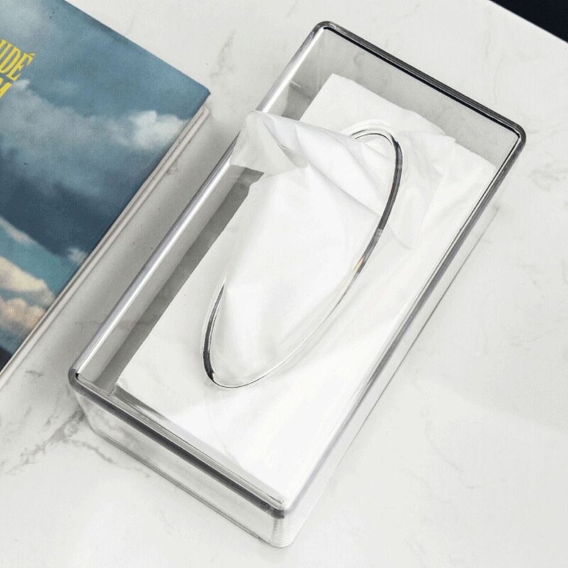 Акрилна прозрачна кутия за салфетки Капак Правоъгълен диспенсер за салфетки Поставка за офис хартия