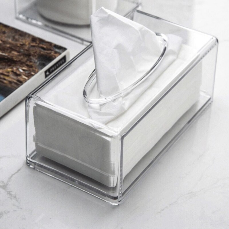 Акрилна прозрачна кутия за салфетки Капак Правоъгълен диспенсер за салфетки Поставка за офис хартия