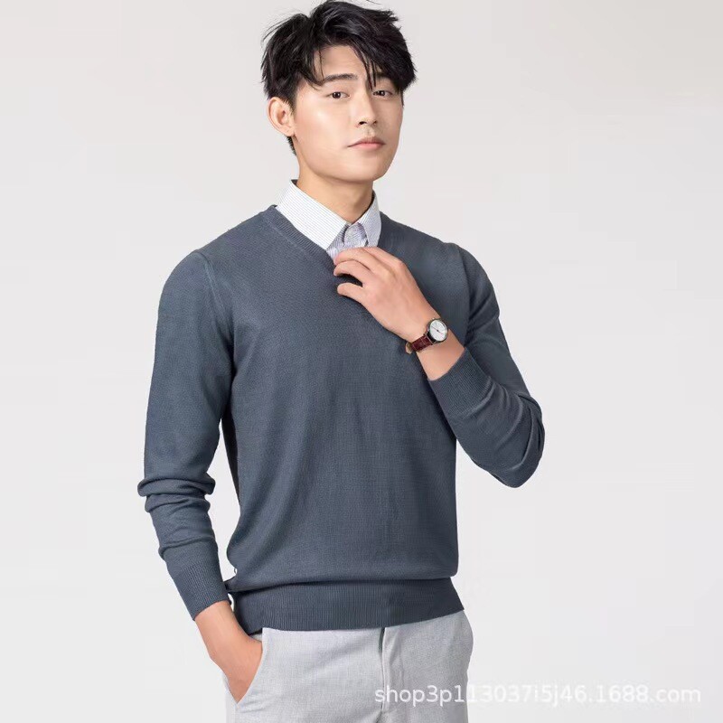 2024 Transfrontalier Toamnă și Iarnă Nou stil coreean Pulover de lână pentru bărbați Gât rotund Dimensiune mare tricotat largi culoare solidă Pulover pentru bărbați