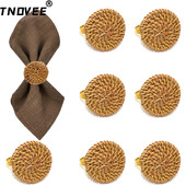 8kom Držači za salvete od ratana Rustikalni držač za salvete Ručno izrađena kopča za salvete za božićno vjenčanje, rođendan, dekoraciju stola za večeru