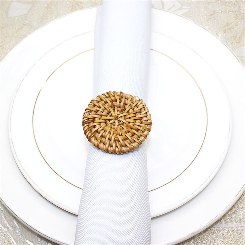 8kom Držači za salvete od ratana Rustikalni držač za salvete Ručno izrađena kopča za salvete za božićno vjenčanje, rođendan, dekoraciju stola za večeru