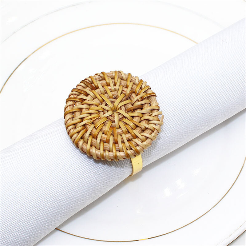 8kom Držači za salvete od ratana Rustikalni držač za salvete Ručno izrađena kopča za salvete za božićno vjenčanje, rođendan, dekoraciju stola za večeru