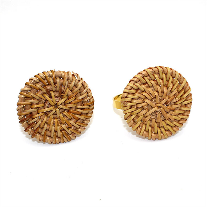 8kom Držači za salvete od ratana Rustikalni držač za salvete Ručno izrađena kopča za salvete za božićno vjenčanje, rođendan, dekoraciju stola za večeru