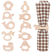 Kreativni ručno izrađeni prsten za salvete sa crtanim životinjama od bukovog drveta