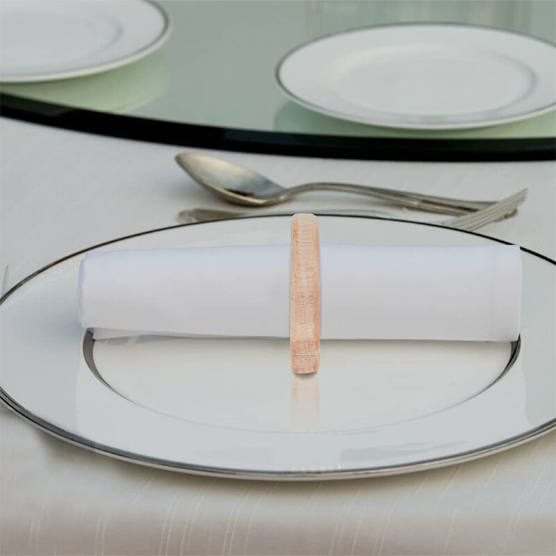 Kreativni ručno izrađeni prsten za salvete sa crtanim životinjama od bukovog drveta