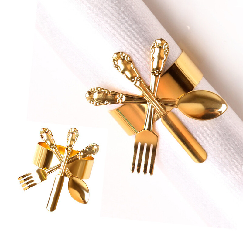 6 бр. Хотелска маса Western Нож и Вилица Лъжица Катарама за салфетки Пръстен за салфетки Пръстен от плат Хавлиена катарама Маса за хранене Домашен декор