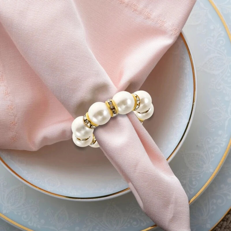 6Pcs biserni prstenovi za salvete Zlatni držač za salvete za svatove Ukrasi za bankete za kućnu kuhinju Dekoracija stola za blagovanje