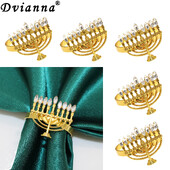 6Pcs Hanukkah prstenovi za salvete Rhinestone Chanukah držač za salvete za Menorah Židovska zabava Dekoracija za blagovaonski stol HWC277