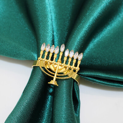 6Pcs Hanukkah prstenovi za salvete Rhinestone Chanukah držač za salvete za Menorah Židovska zabava Dekoracija za blagovaonski stol HWC277
