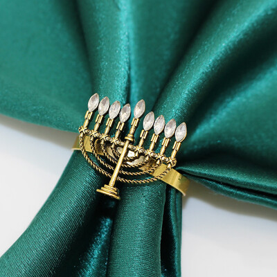 6Pcs Hanukkah prstenovi za salvete Rhinestone Chanukah držač za salvete za Menorah Židovska zabava Dekoracija za blagovaonski stol HWC277