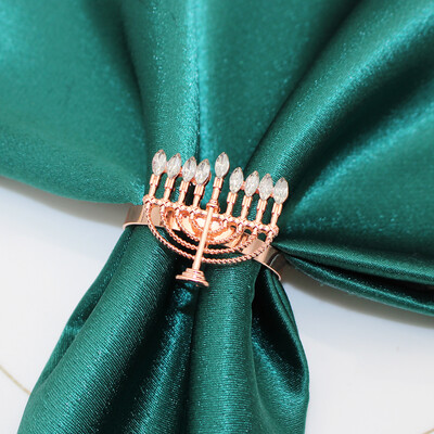 6Pcs Hanukkah prstenovi za salvete Rhinestone Chanukah držač za salvete za Menorah Židovska zabava Dekoracija za blagovaonski stol HWC277