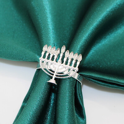 6Pcs Hanukkah prstenovi za salvete Rhinestone Chanukah držač za salvete za Menorah Židovska zabava Dekoracija za blagovaonski stol HWC277