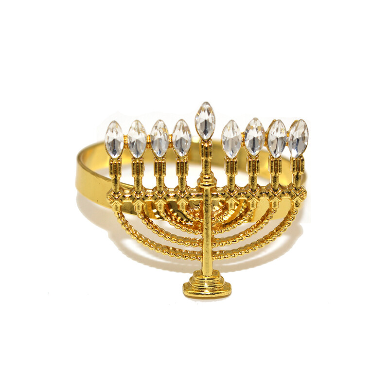6Pcs Hanukkah prstenovi za salvete Rhinestone Chanukah držač za salvete za Menorah Židovska zabava Dekoracija za blagovaonski stol HWC277