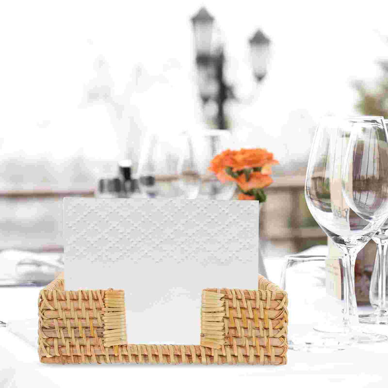 Ратан тъкан държач за салфетки Органайзер за салфетки Хартиени държачи за кърпи за гости Тава Вечеря Хартиени кърпи за ръце Салфетки за гости Кошница