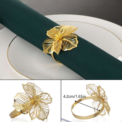 Prsten za salvete s cvjetnim uzorkom Metalna zlatna kopča za salvete Ukras za stol Ručno izrađeni izdubljeni salvete Držač za ručnike Dekoracija za kućnu zabavu