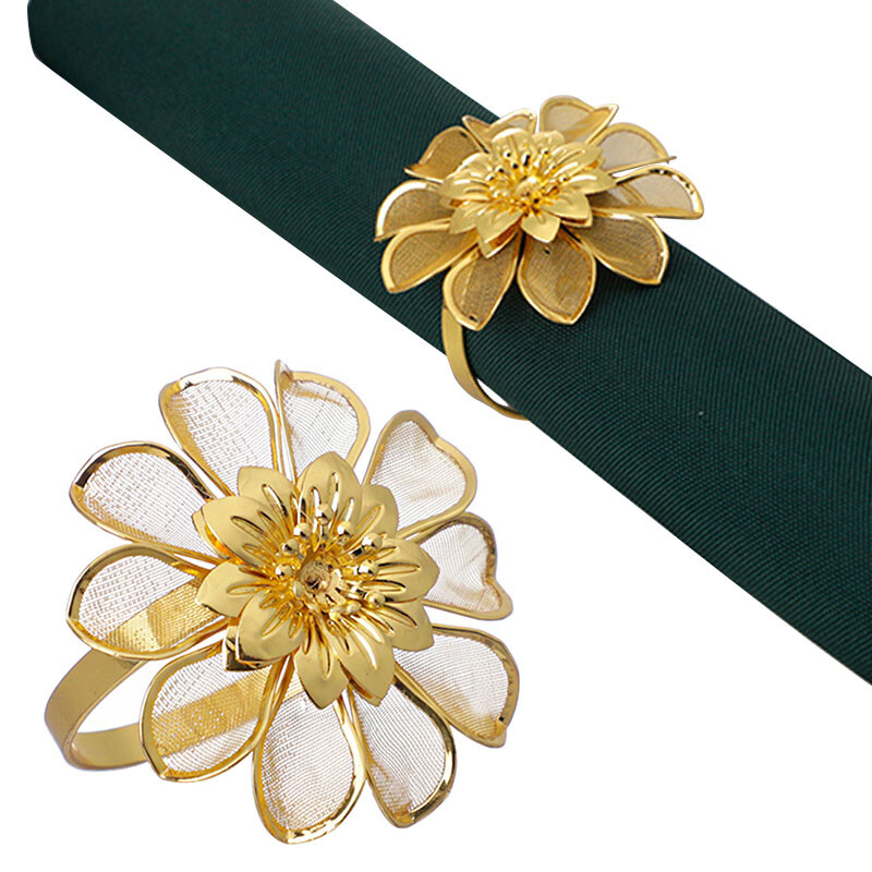 Prsten za salvete s cvjetnim uzorkom Metalna zlatna kopča za salvete Ukras za stol Ručno izrađeni izdubljeni salvete Držač za ručnike Dekoracija za kućnu zabavu