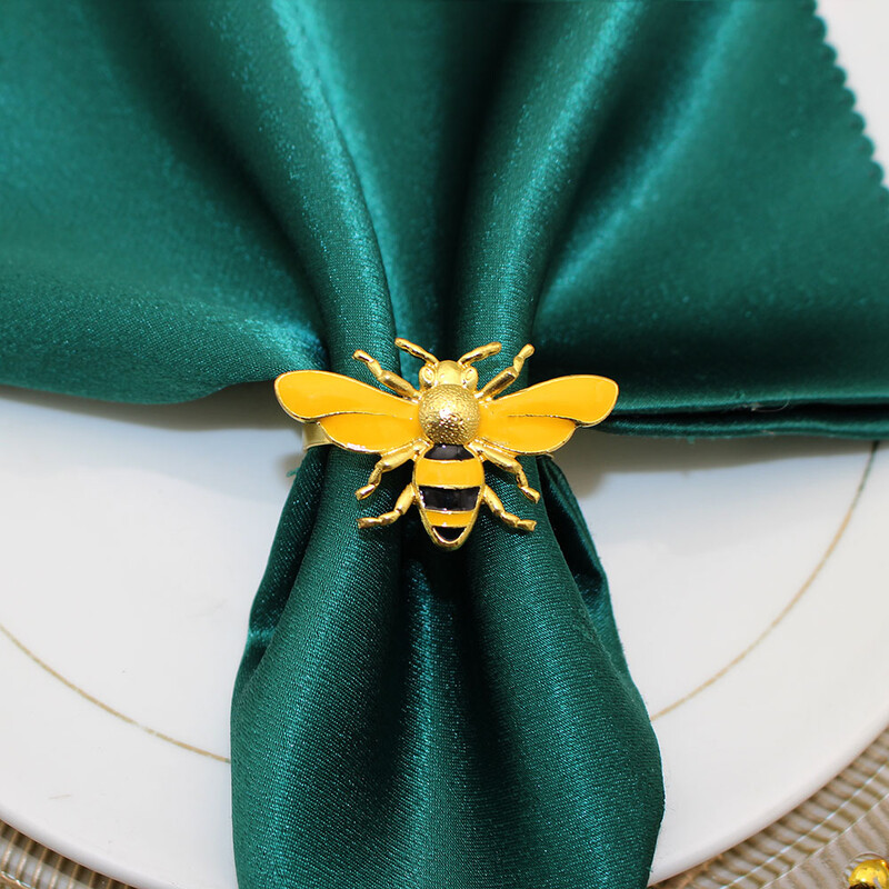 6kom Pčele prstenovi za salvete Metalni zlatni držači za salvete za postavljanje stola Dekoracija za večeru i vjenčanje Ljetni praznični dekor za tuširanje djeteta