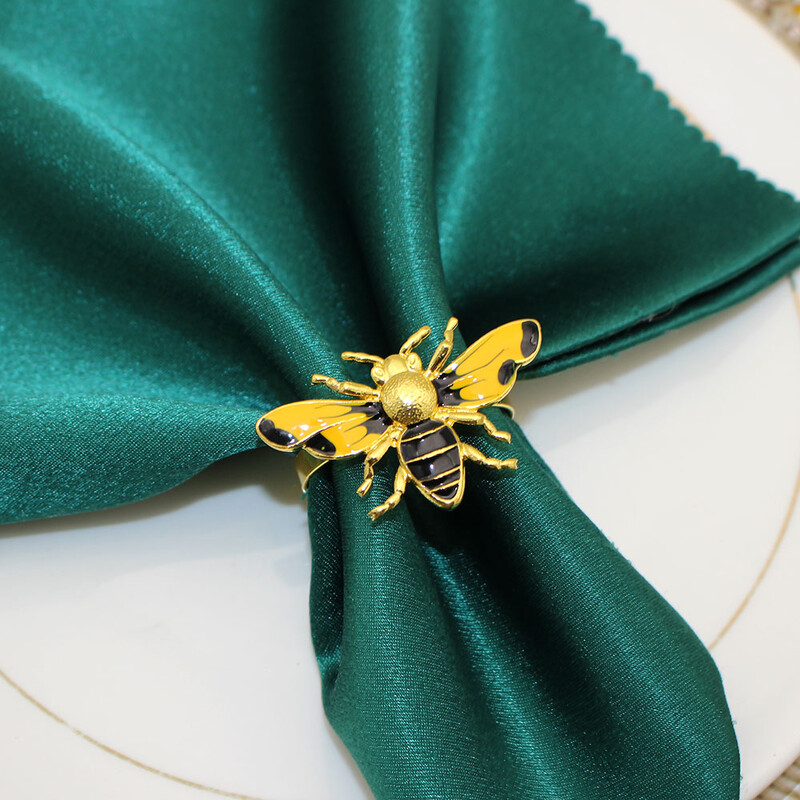 6kom Pčele prstenovi za salvete Metalni zlatni držači za salvete za postavljanje stola Dekoracija za večeru i vjenčanje Ljetni praznični dekor za tuširanje djeteta