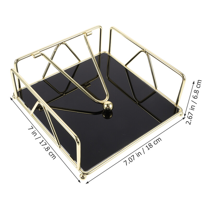 Vintage salvešu turētājs Dzelzs papīra dvieļu galddatora uzglabāšanas kastīte kartona plaukts (zelts) Salvetes galda kokteiļu pusdienu turētājiem Sākums