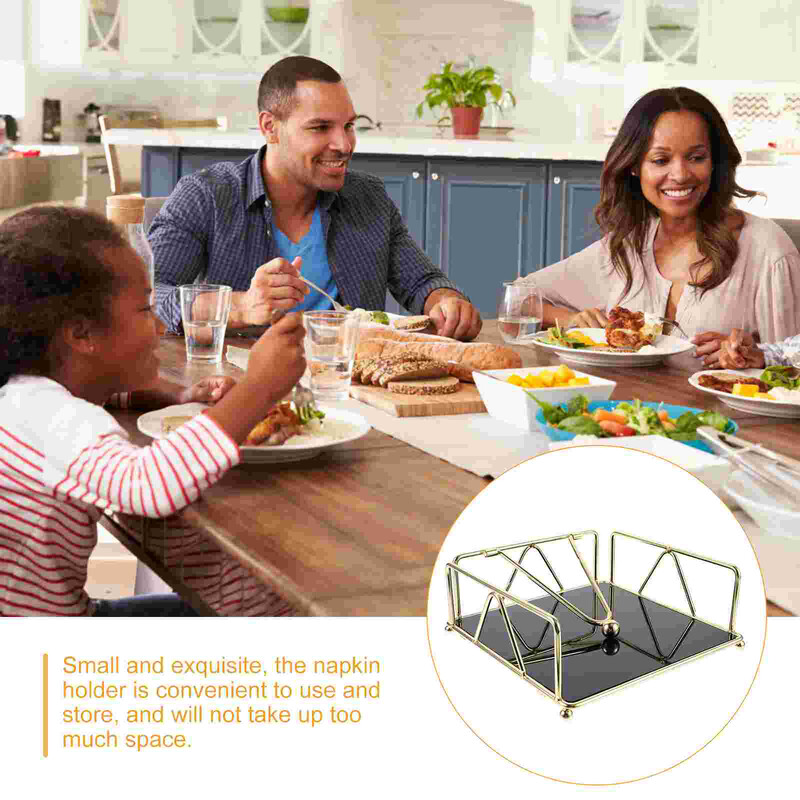 Vintage salvešu turētājs Dzelzs papīra dvieļu galddatora uzglabāšanas kastīte kartona plaukts (zelts) Salvetes galda kokteiļu pusdienu turētājiem Sākums