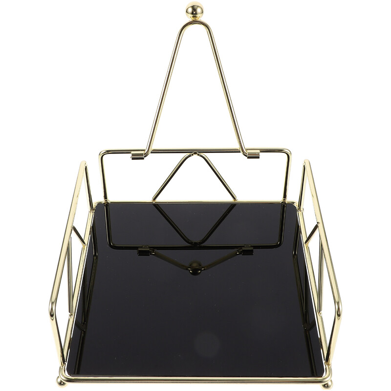 Vintage salvešu turētājs Dzelzs papīra dvieļu galddatora uzglabāšanas kastīte kartona plaukts (zelts) Salvetes galda kokteiļu pusdienu turētājiem Sākums