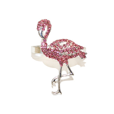 6Pcs Pink Flamingo Prstenovi za salvete Rhinestone Flamingo Držač salveta za Luau Party Tropical Party Decor Table HB254