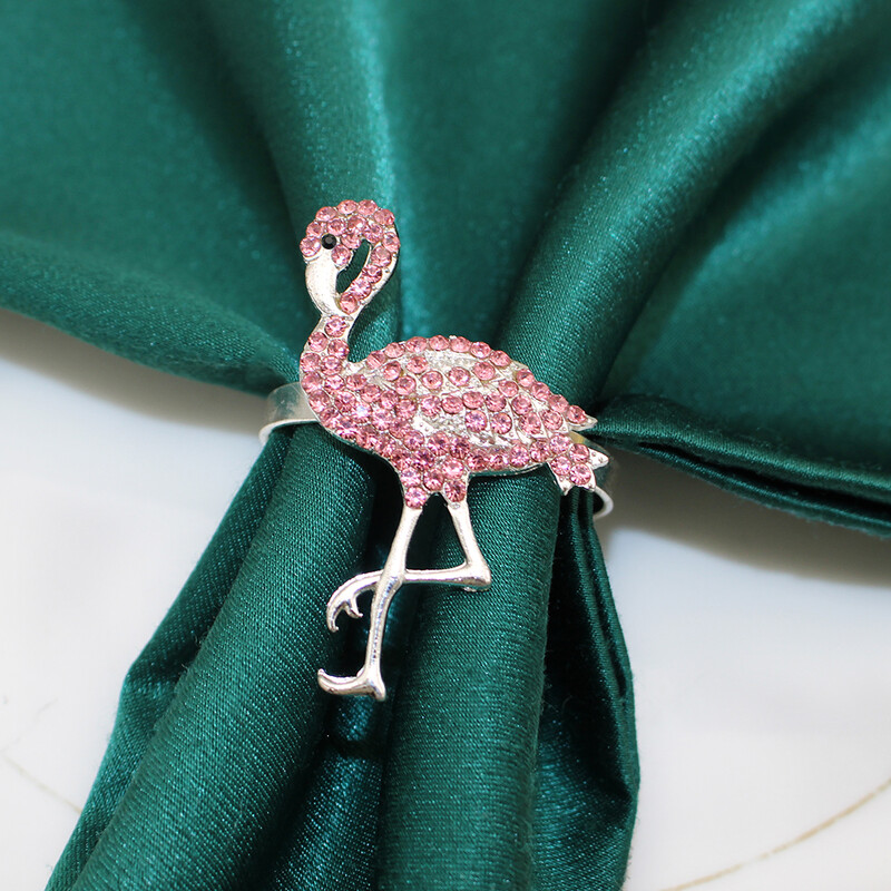 6Pcs Pink Flamingo Prstenovi za salvete Rhinestone Flamingo Držač salveta za Luau Party Tropical Party Decor Table HB254