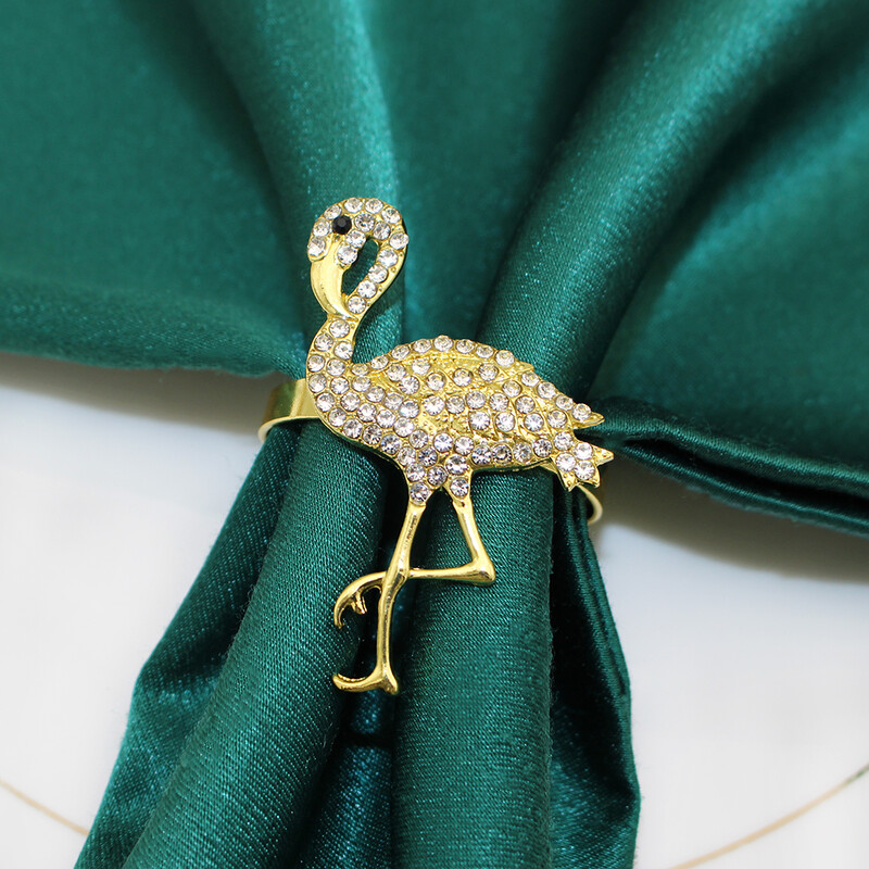 6Pcs Pink Flamingo Prstenovi za salvete Rhinestone Flamingo Držač salveta za Luau Party Tropical Party Decor Table HB254