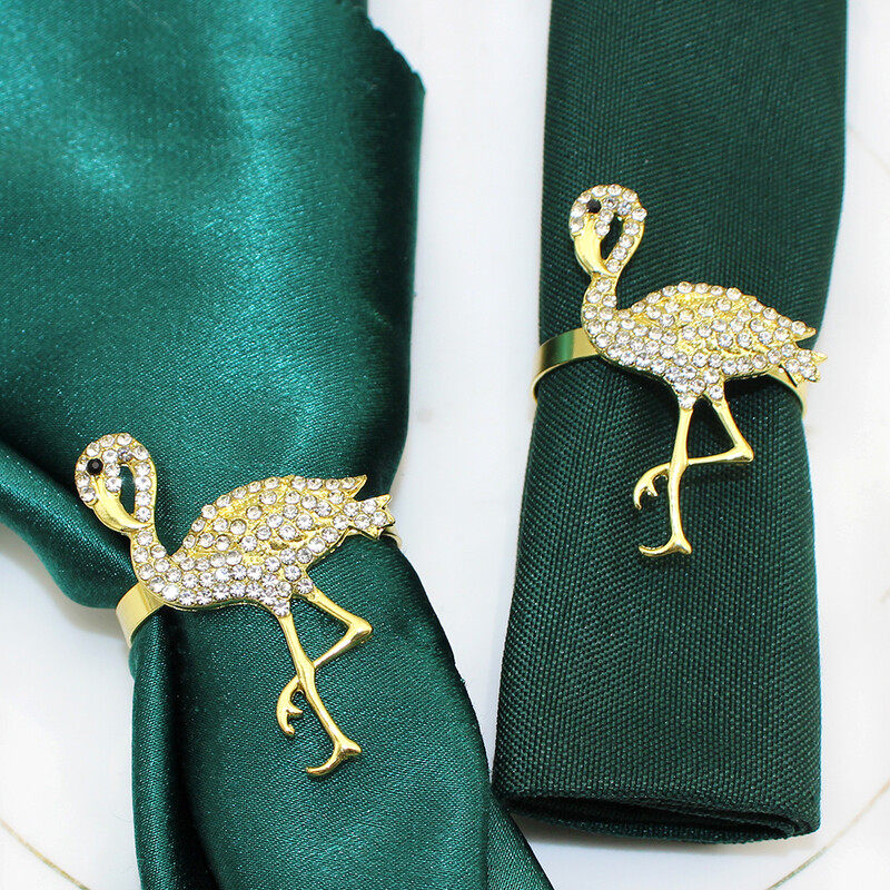 6Pcs Pink Flamingo Prstenovi za salvete Rhinestone Flamingo Držač salveta za Luau Party Tropical Party Decor Table HB254